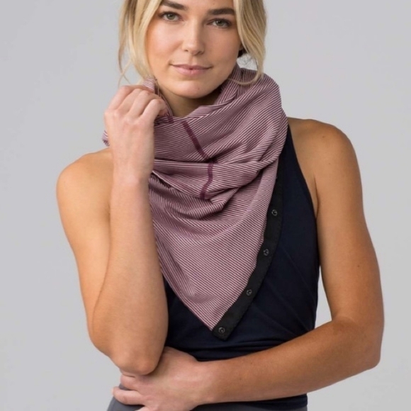 Lululemon Vinyasa Scarf (Rulu)qTonka Stripe Red Grape Minty Pink - Picture 1 of 6